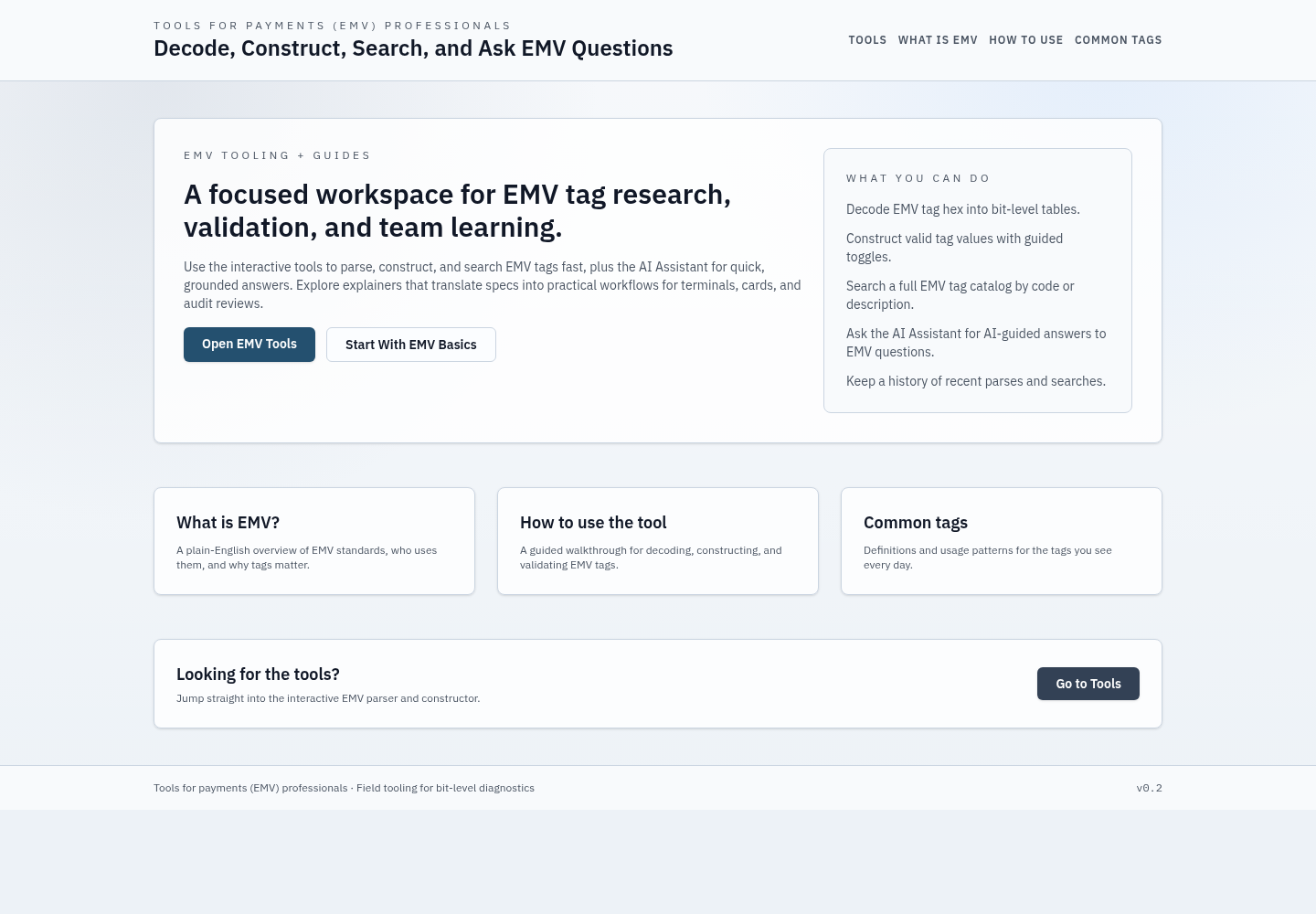 EMV Solutions tools screenshot
